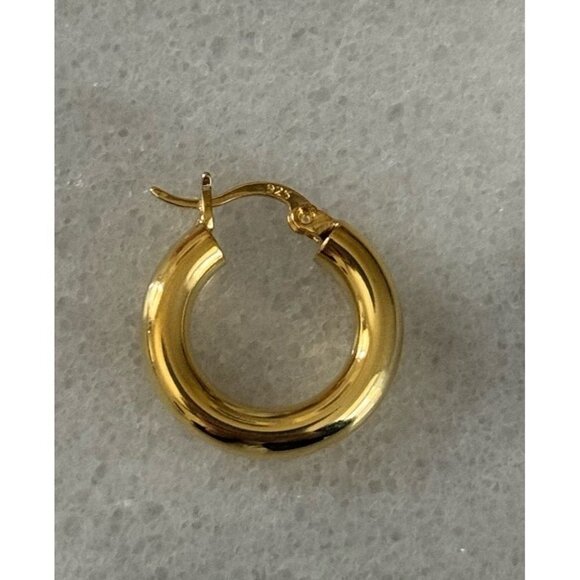 New Drop! Gold Thick Chunky Tube Huggie Hoop Earrings Brand New - Picture 3 of 4